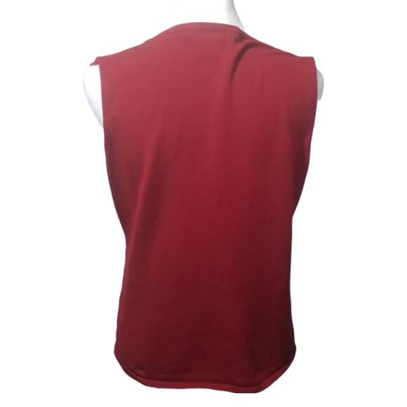 VNTG Dress Barn Red Spun Silk Blend Tank Top Size 10 Seashell Trim Nautical - Picture 2 of 9